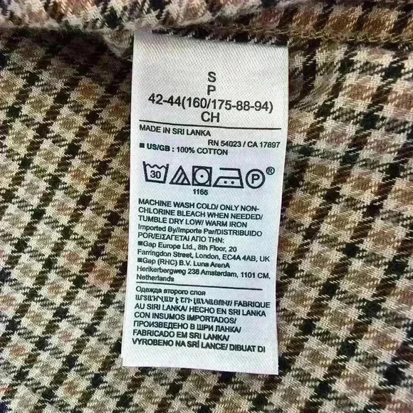 😍 NWT 😍 Banana Republic Womens Cotton Flannel Shirt, Black/Tan/Cream, Size S - Picture 8 of 8